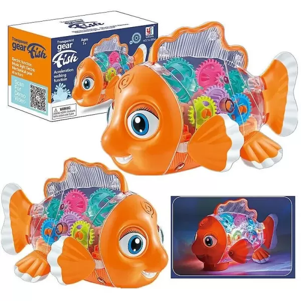 Toy transparent Fish Gear Fish with gears luminous with sound